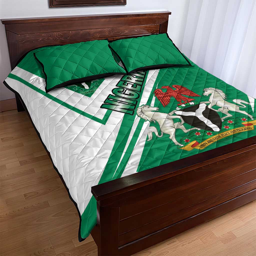 Nigeria Coat Of Arms Sporty Style Quilt Bed Set
