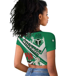 Nigeria Coat Of Arms Sporty Style Raglan Cropped T shirt