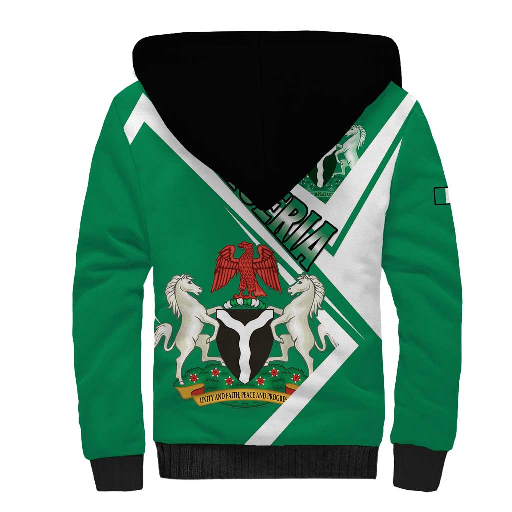 Nigeria Coat Of Arms Sporty Style Sherpa Hoodie