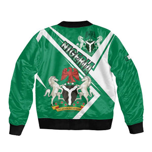 Nigeria Coat Of Arms Sporty Style Sleeve Zip Bomber Jacket