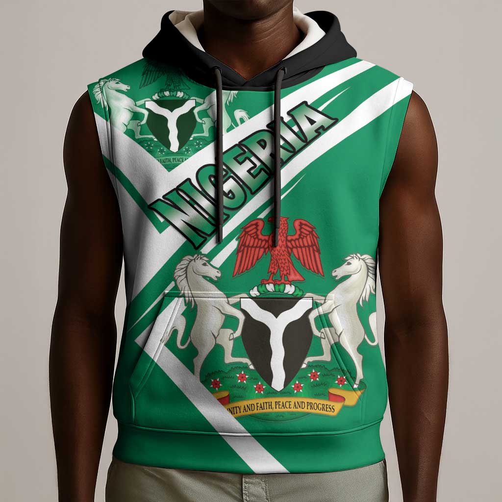 Nigeria Coat Of Arms Sporty Style Sleeveless Hoodie - African Pride