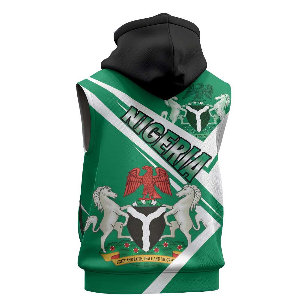 Nigeria Coat Of Arms Sporty Style Sleeveless Zip Hoodie - African Pride