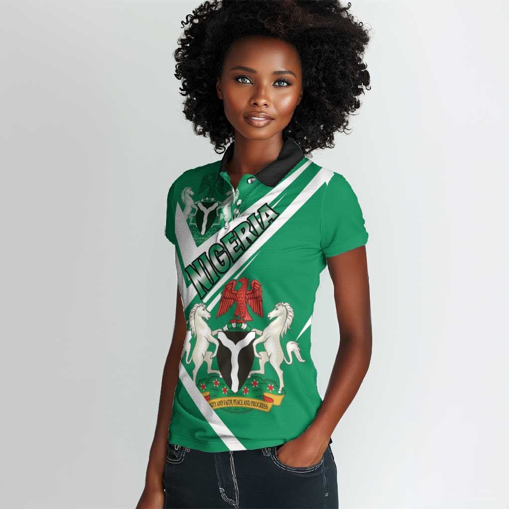 Nigeria Coat Of Arms Sporty Style Women Polo Shirt