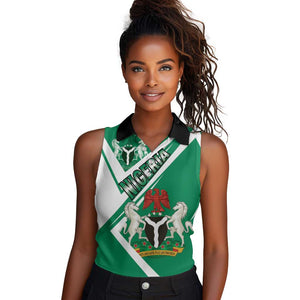 Nigeria Coat Of Arms Sporty Style Women Sleeveless Polo Shirt
