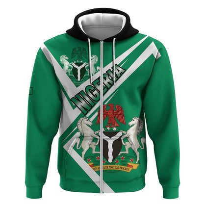 Nigeria Coat Of Arms Sporty Style Zip Hoodie