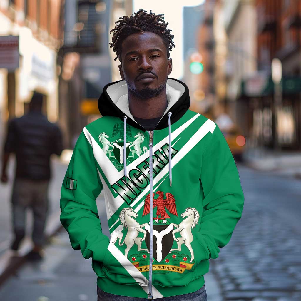 Nigeria Coat Of Arms Sporty Style Zip Hoodie