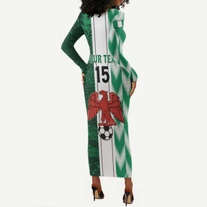 Custom Nigeria Football Long Sleeve Bodycon Dress Go Champions LT15