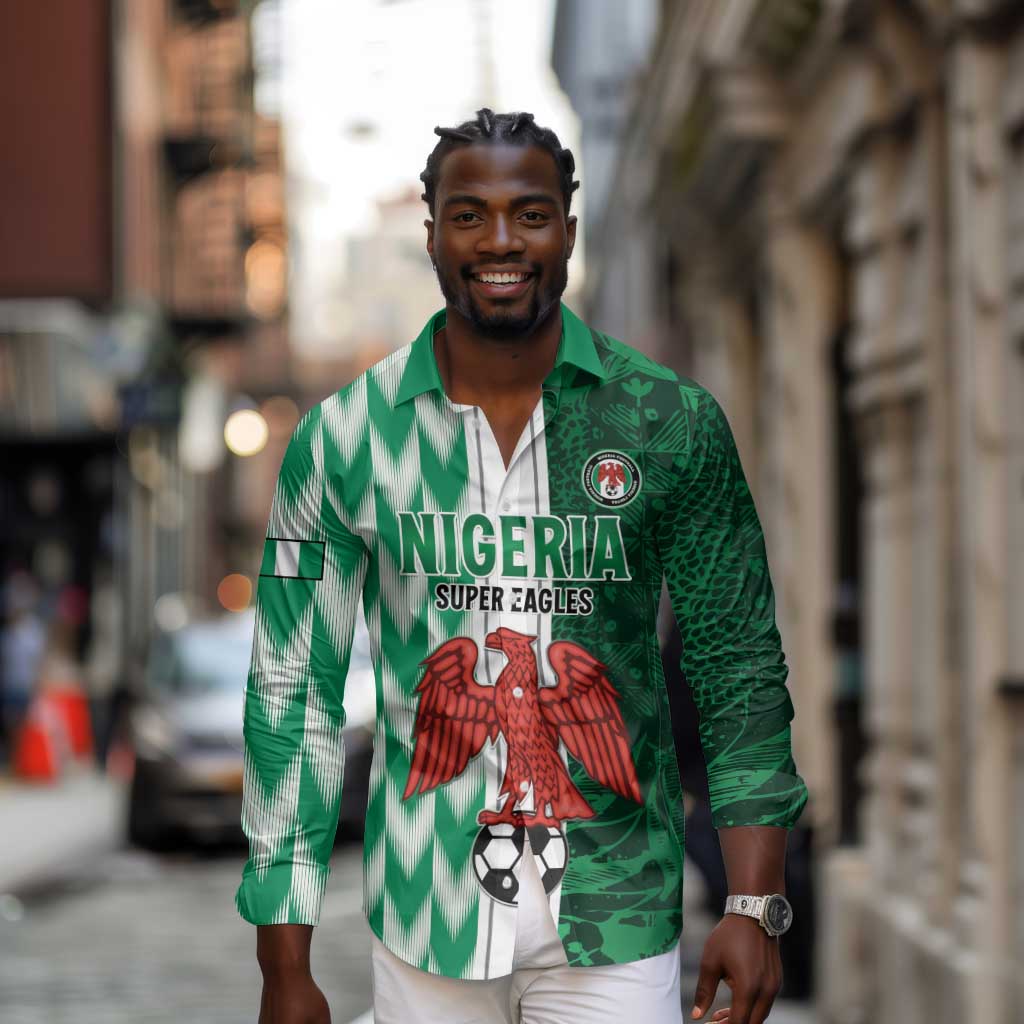 Custom Nigeria Football Long Sleeve Button Shirt Go Champions