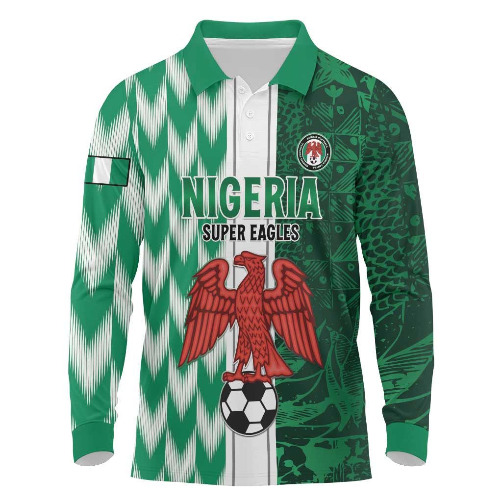 Custom Nigeria Football Long Sleeve Polo Shirt Go Champions