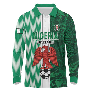 Custom Nigeria Football Long Sleeve Polo Shirt Go Champions