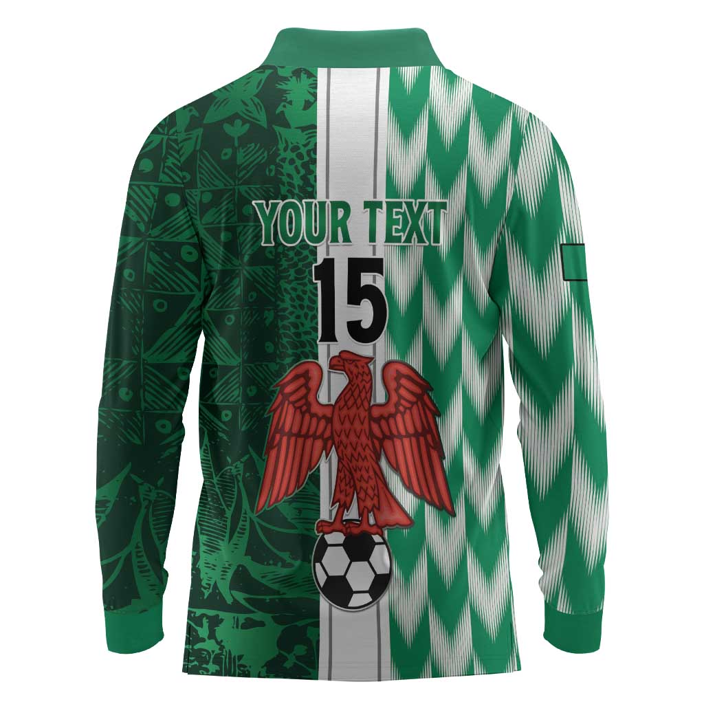 Custom Nigeria Football Long Sleeve Polo Shirt Go Champions