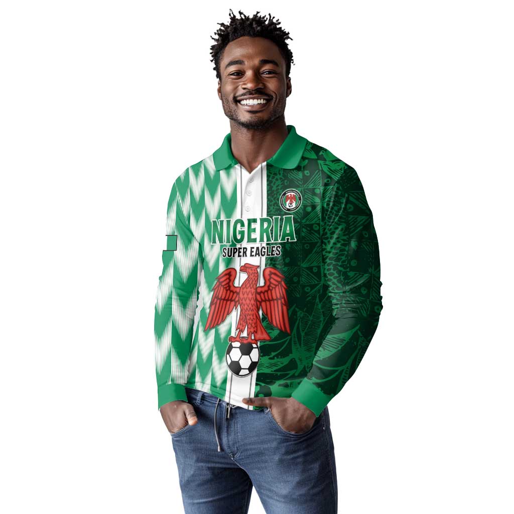 Custom Nigeria Football Long Sleeve Polo Shirt Go Champions