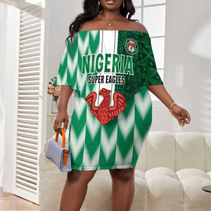 Custom Nigeria Football Off Shoulder Short Dress Go Champions
