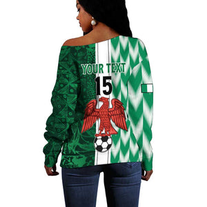Custom Nigeria Football Off Shoulder Sweater Go Champions