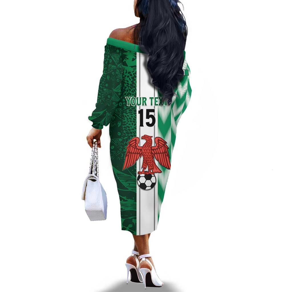 Custom Nigeria Football Off The Shoulder Long Sleeve Dress Go Champions