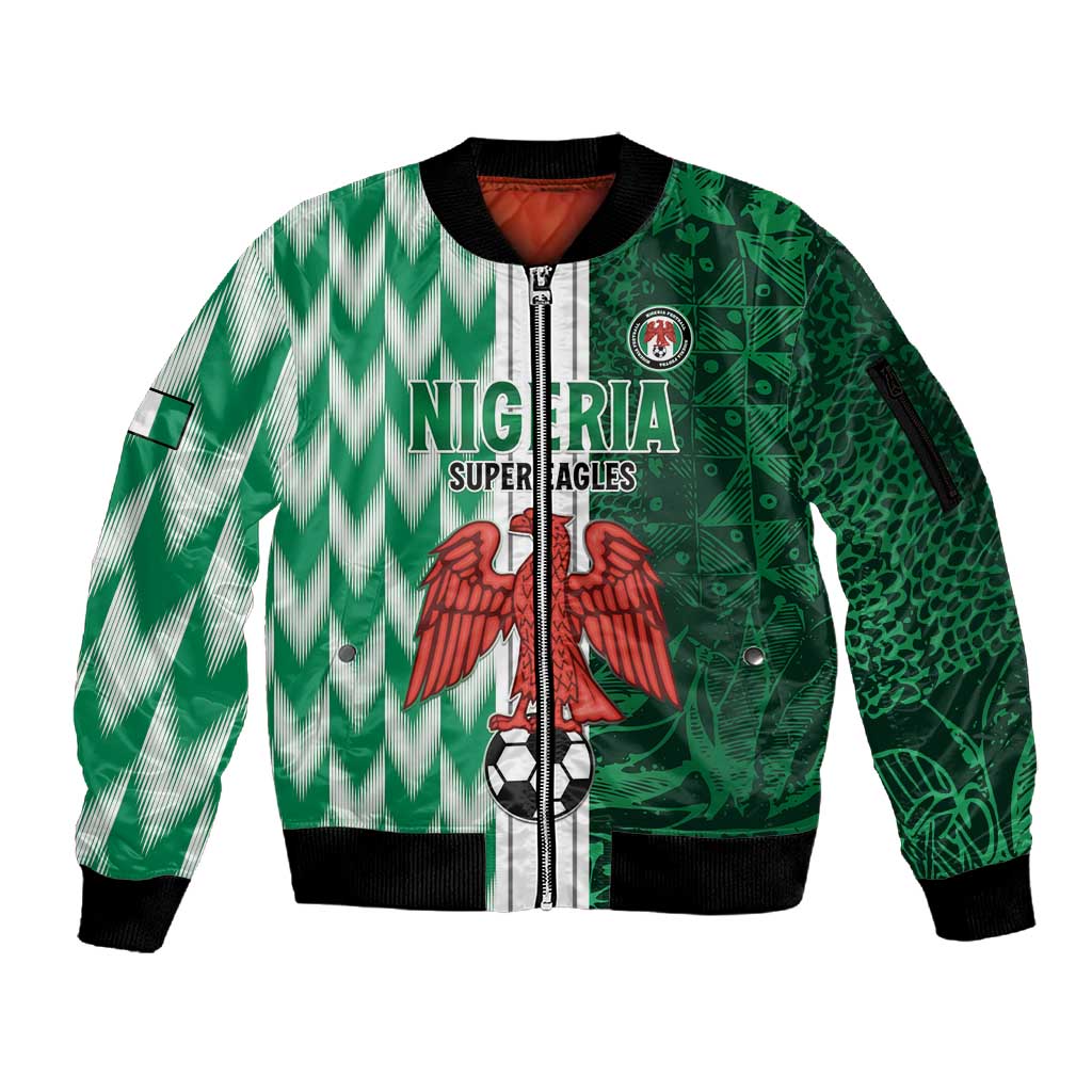 Custom Nigeria Football Sleeve Zip Bomber Jacket Go Champions