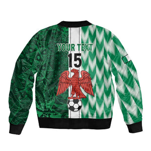 Custom Nigeria Football Sleeve Zip Bomber Jacket Go Champions