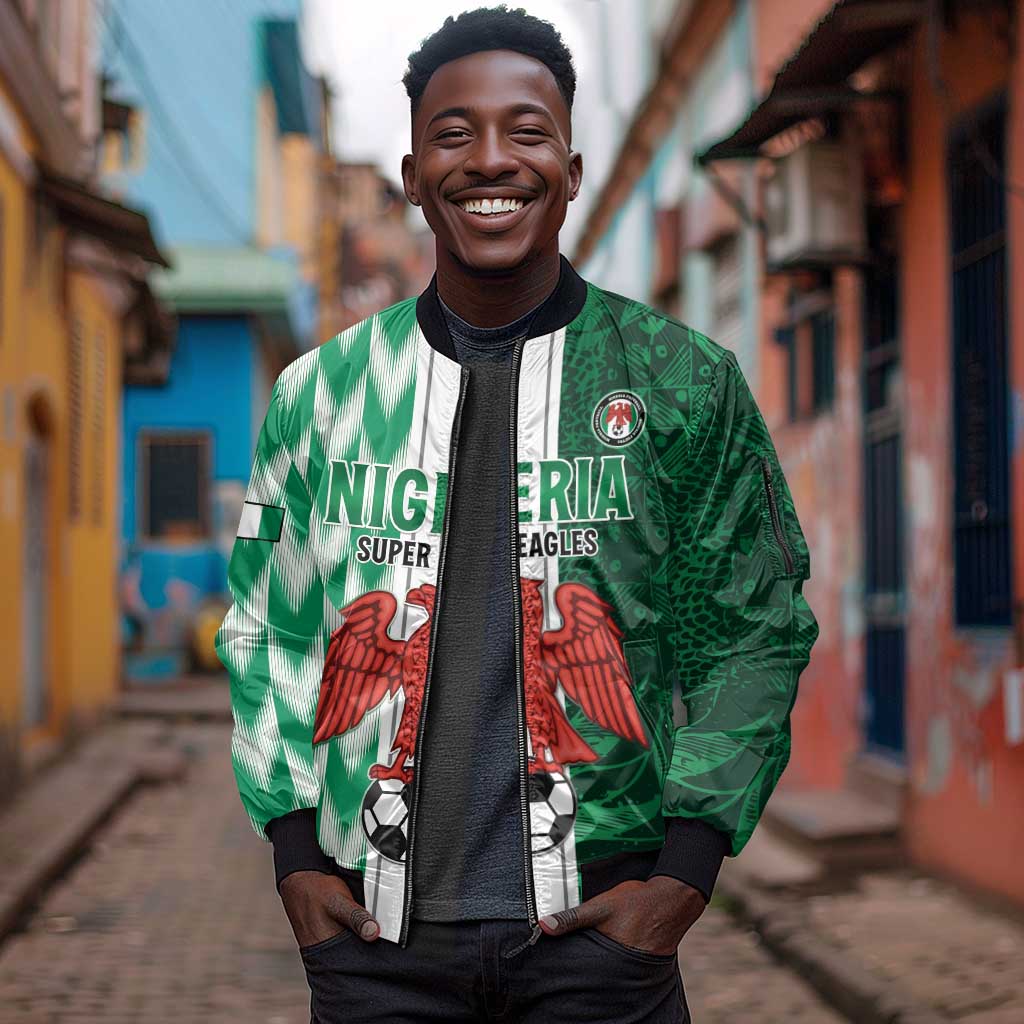 Custom Nigeria Football Sleeve Zip Bomber Jacket Go Champions