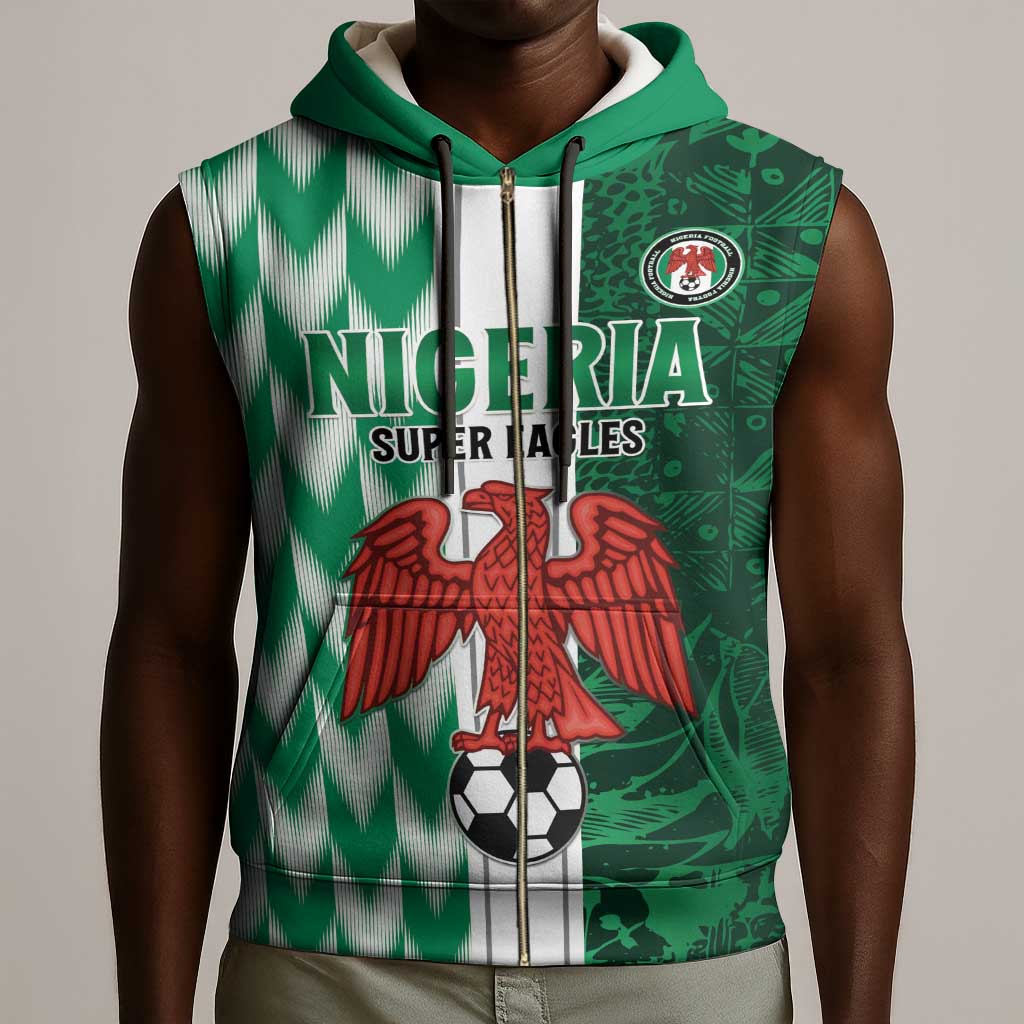 Custom Nigeria Football Sleeveless Zip Hoodie Go Champions - African Pride