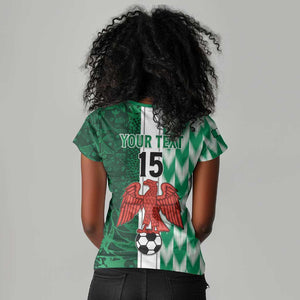 Custom Nigeria Football Women V-Neck T-Shirt Go Champions