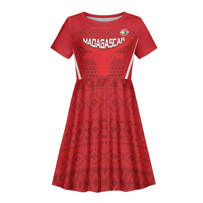 Custom Madagascar Football Kid Short Sleeve Dress Go Champions