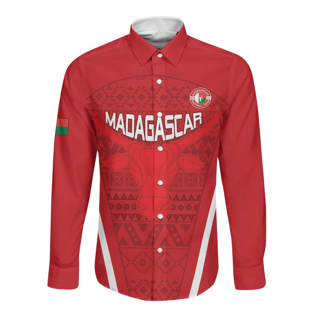 Custom Madagascar Football Long Sleeve Button Shirt Go Champions