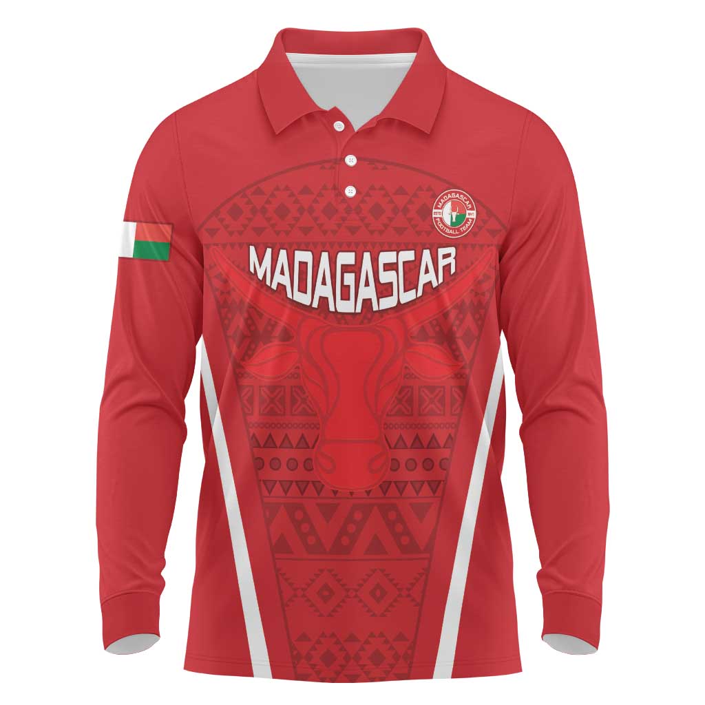 Custom Madagascar Football Long Sleeve Polo Shirt Go Champions