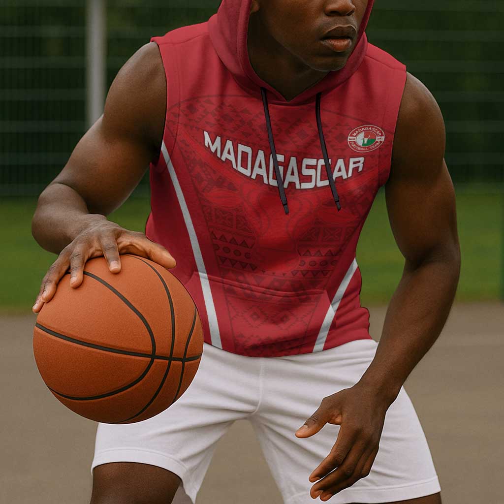 Custom Madagascar Football Sleeveless Hoodie Go Champions - African Pride