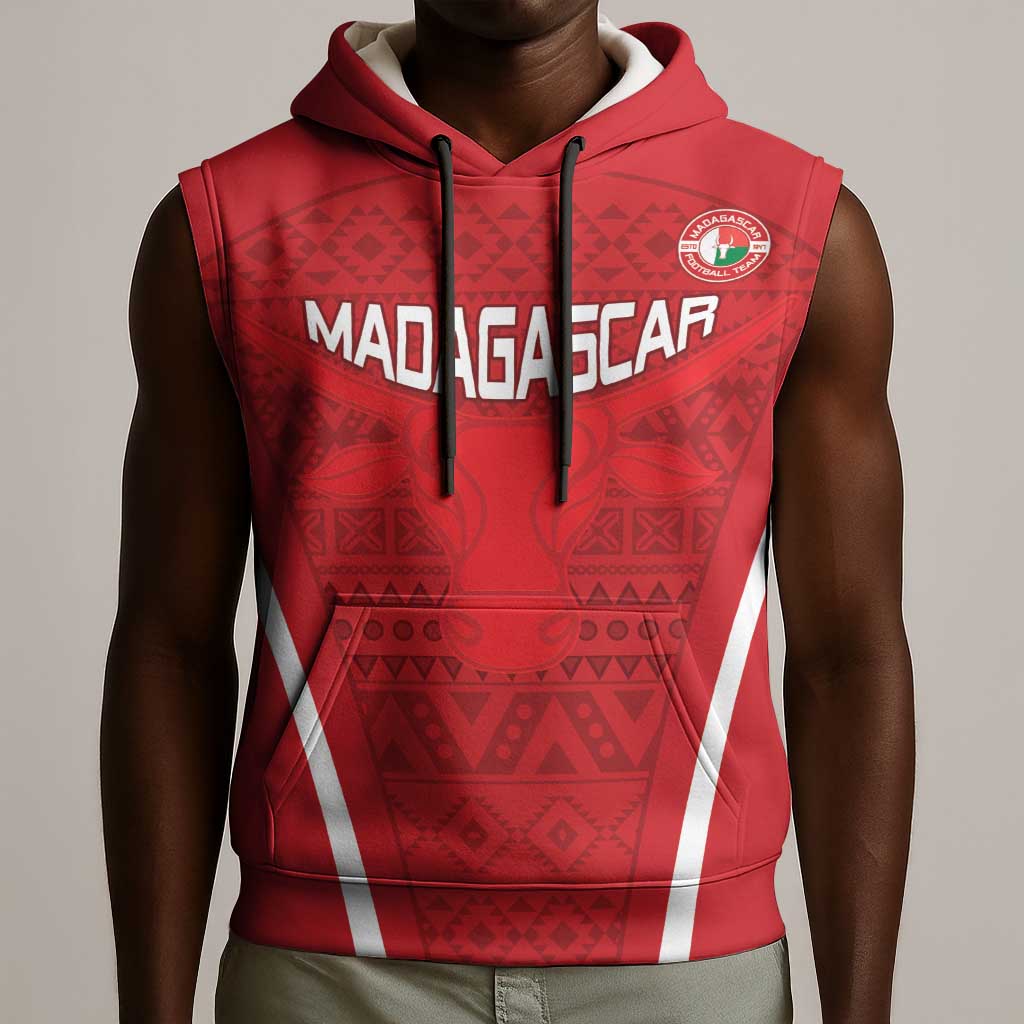 Custom Madagascar Football Sleeveless Hoodie Go Champions - African Pride