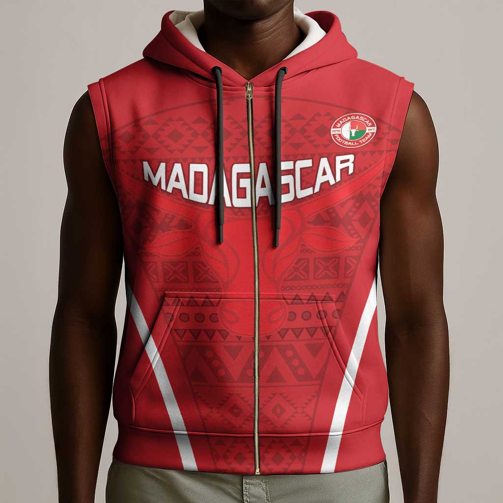 Custom Madagascar Football Sleeveless Zip Hoodie Go Champions - African Pride