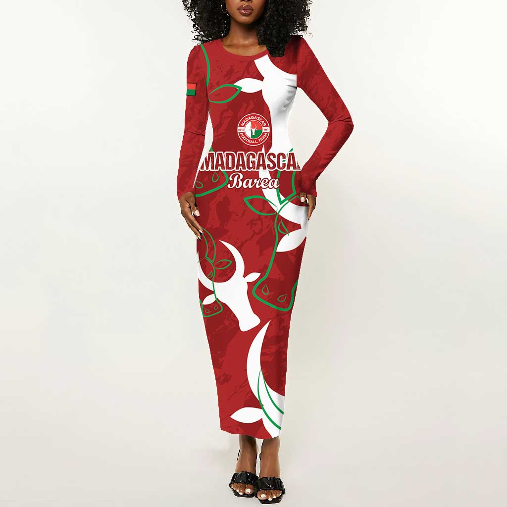Custom Madagascar Football Long Sleeve Bodycon Dress Allez Barea LT15
