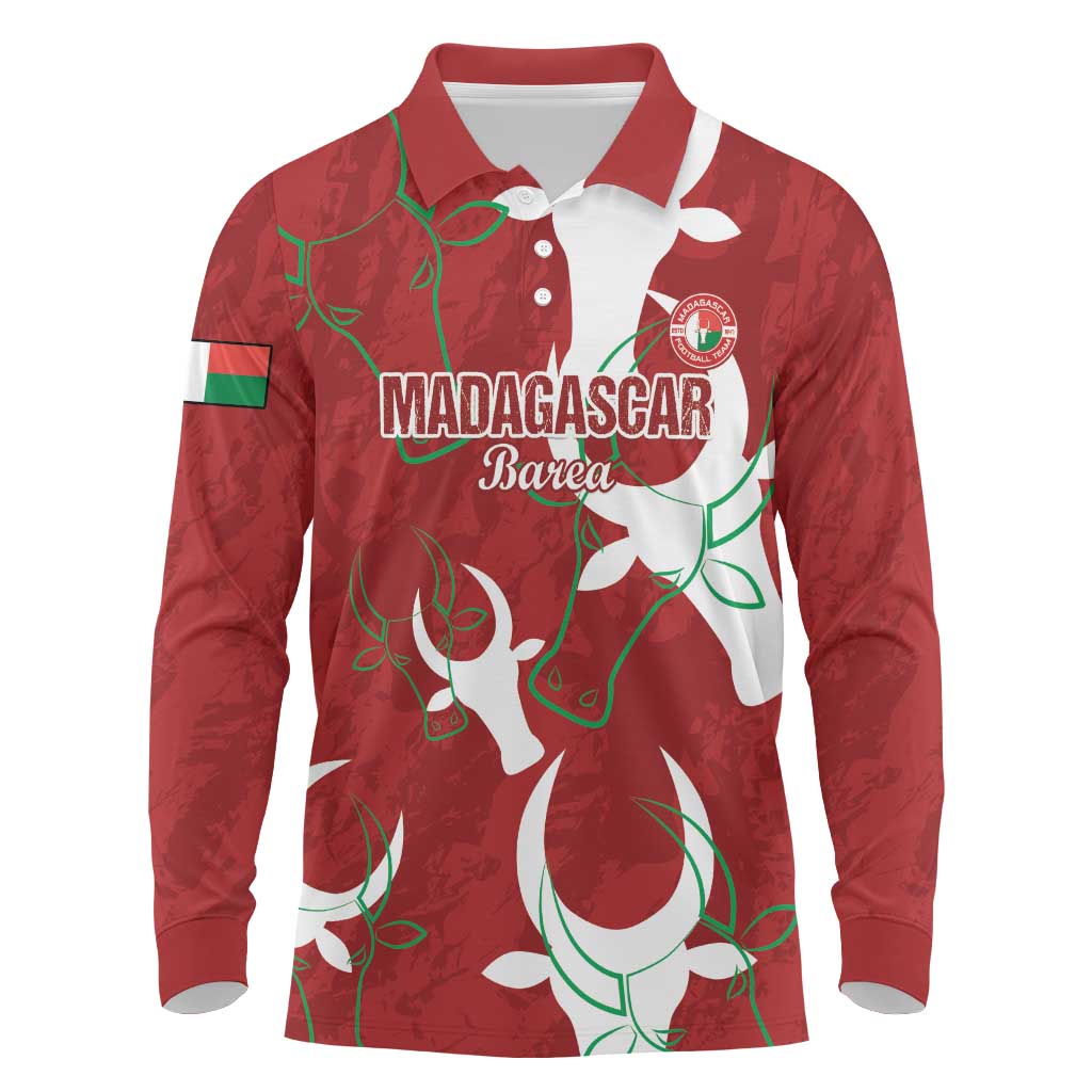 Custom Madagascar Football Long Sleeve Polo Shirt Allez Barea