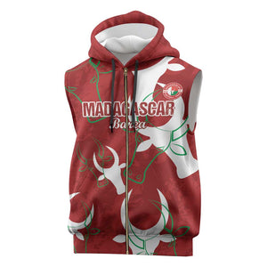 Custom Madagascar Football Sleeveless Zip Hoodie Allez Barea - African Pride