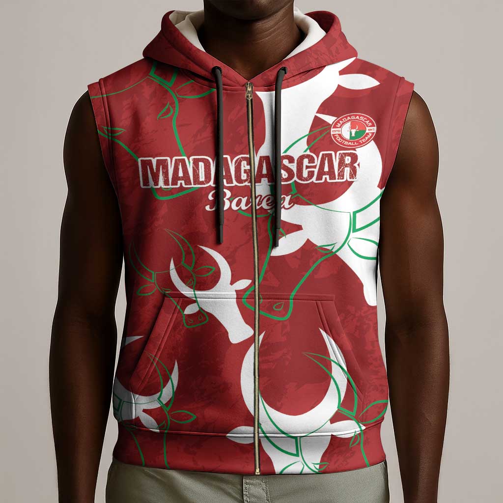 Custom Madagascar Football Sleeveless Zip Hoodie Allez Barea - African Pride
