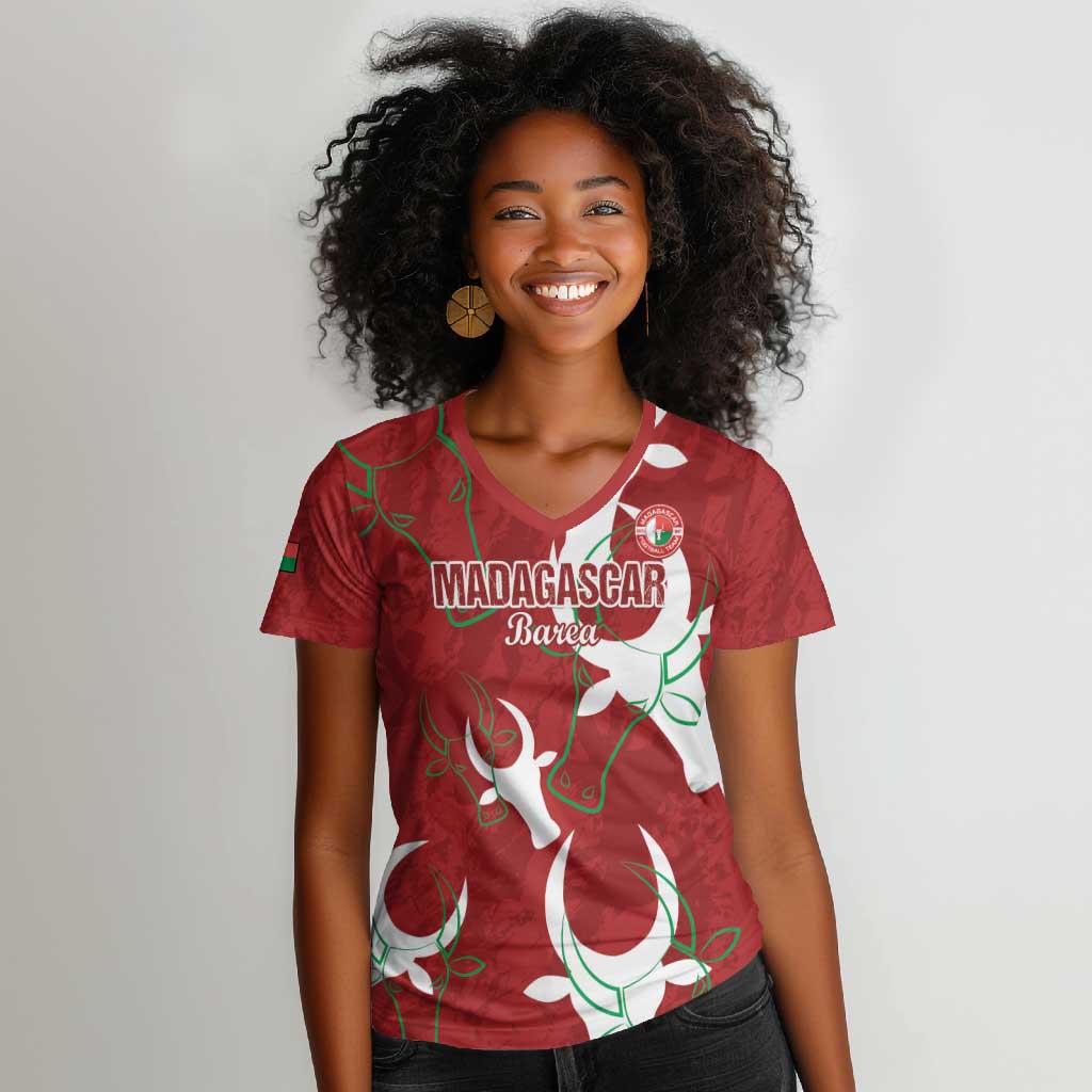 Custom Madagascar Football Women V-Neck T-Shirt Allez Barea
