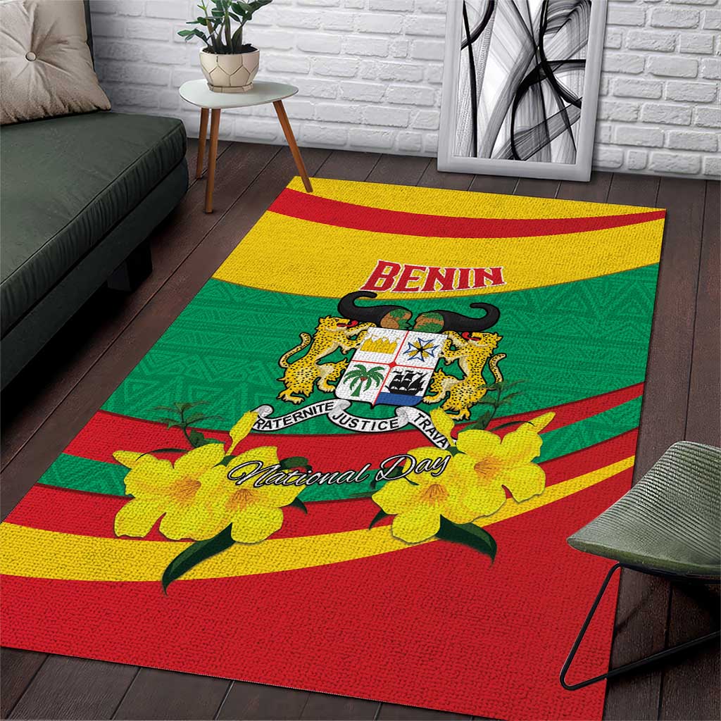 Happy Benin National Day Area Rug Fraternite Justice Travail