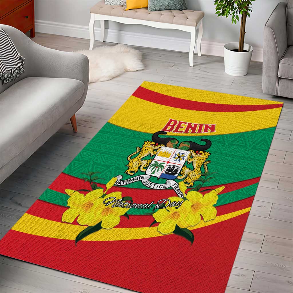 Happy Benin National Day Area Rug Fraternite Justice Travail