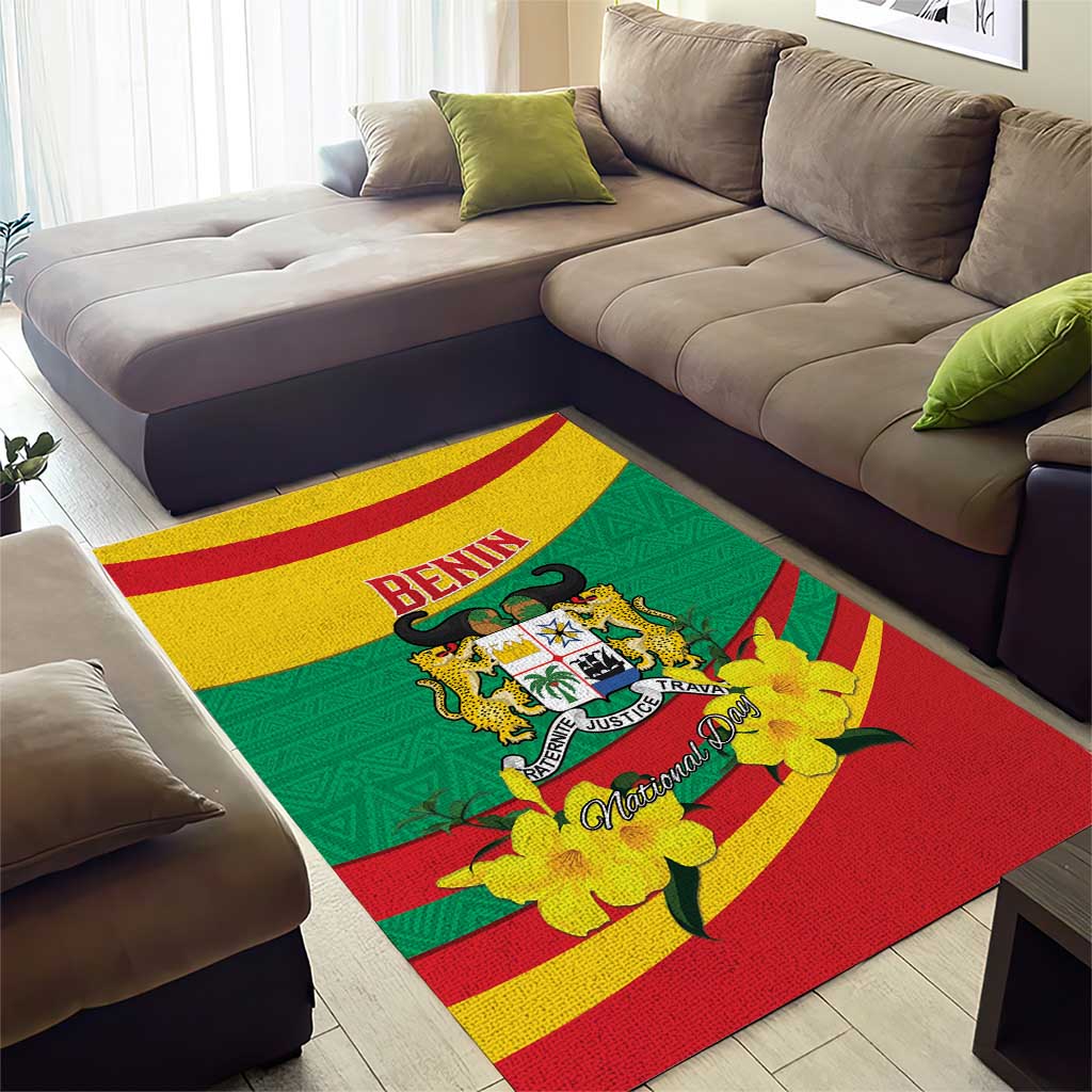 Happy Benin National Day Area Rug Fraternite Justice Travail