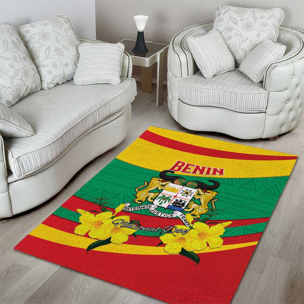 Happy Benin National Day Area Rug Fraternite Justice Travail