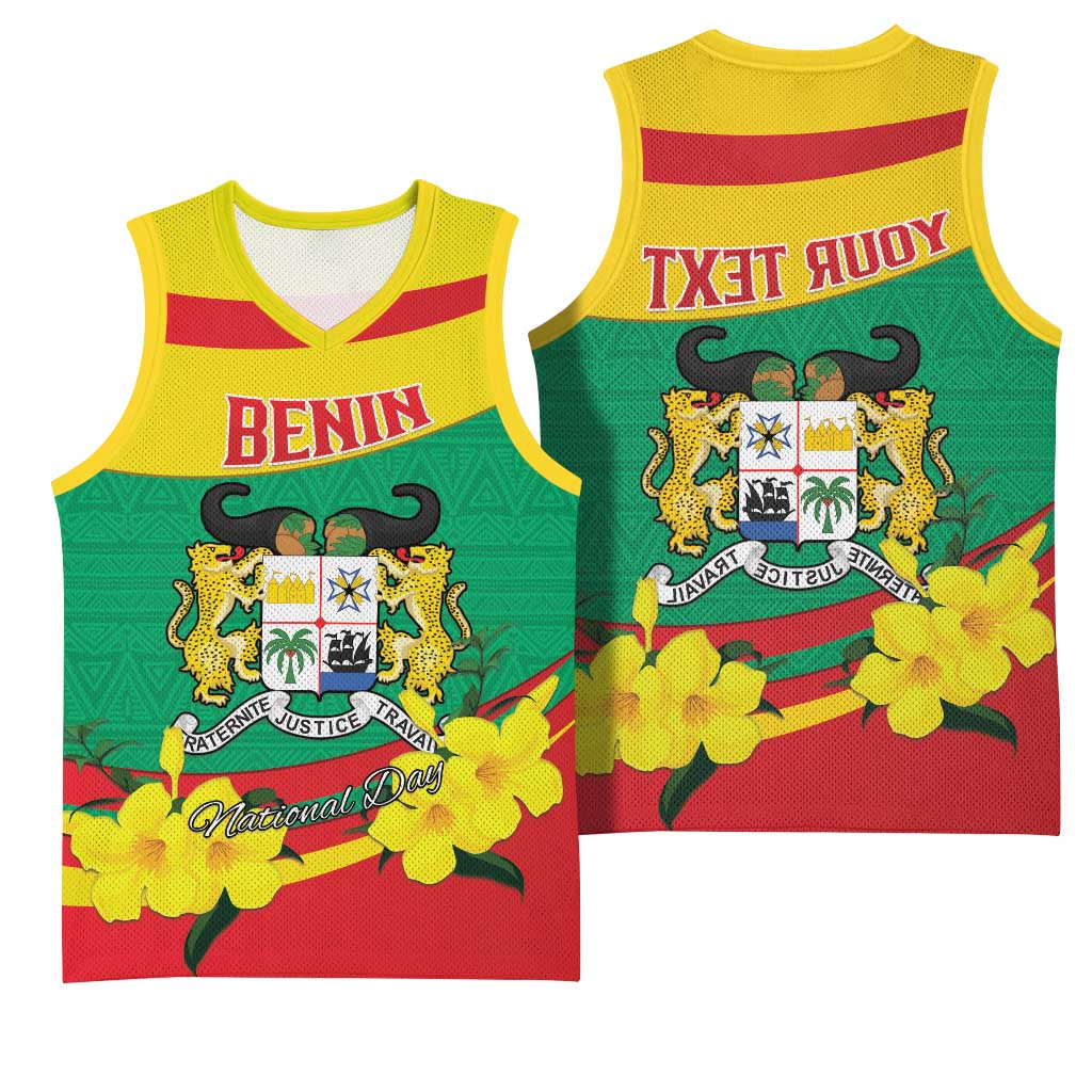 Personalized Happy Benin National Day Basketball Jersey Fraternite Justice Travail - African Pride