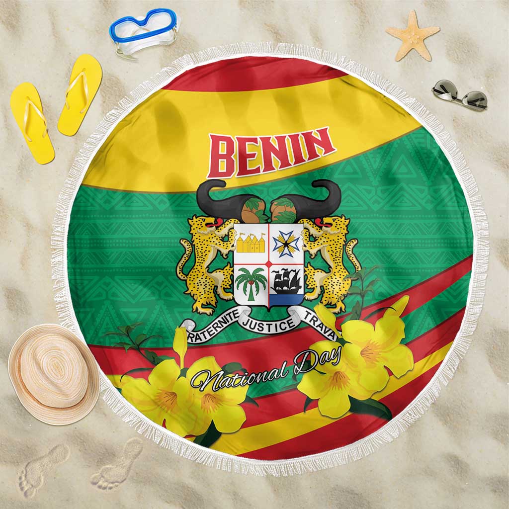Happy Benin National Day Beach Blanket Fraternite Justice Travail