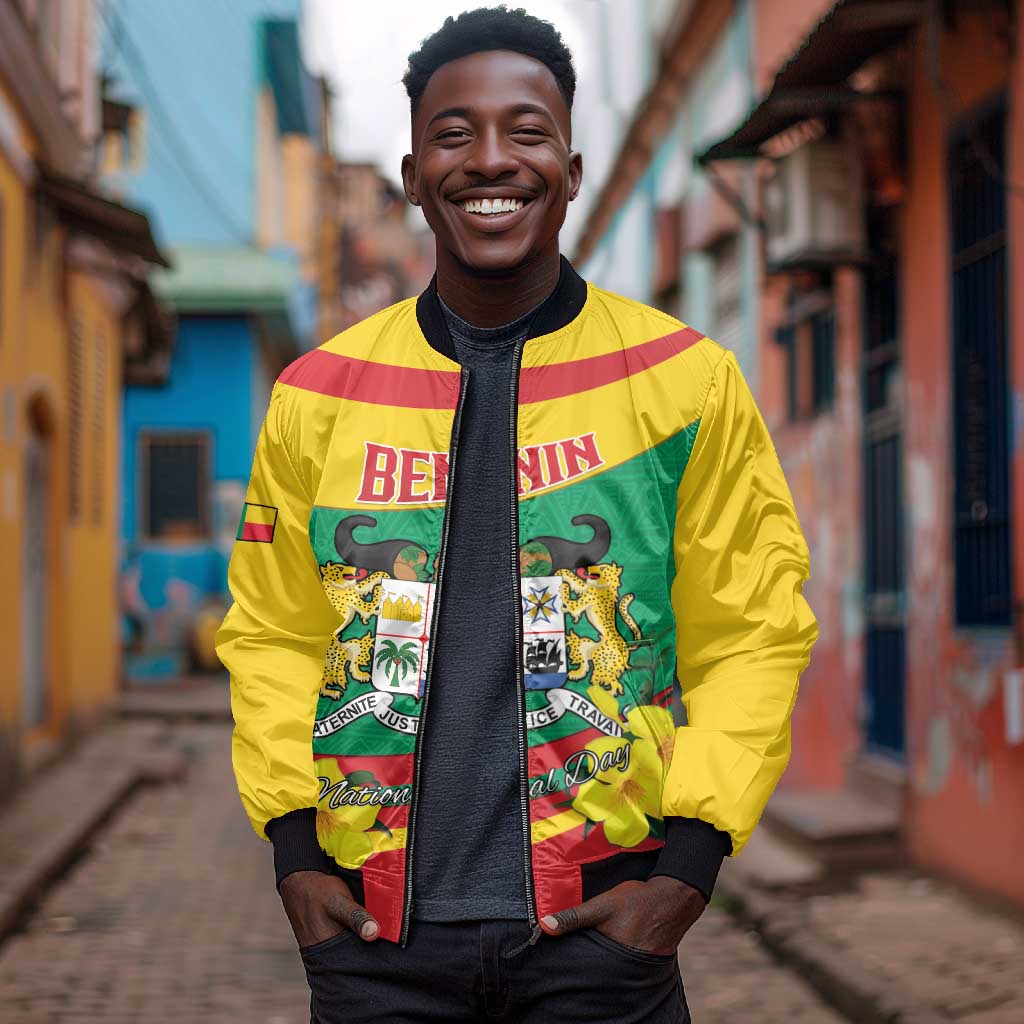 Personalized Happy Benin National Day Bomber Jacket Fraternite Justice Travail