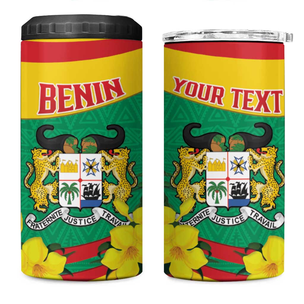 Personalized Happy Benin National Day 4 in 1 Can Cooler Tumbler Fraternite Justice Travail