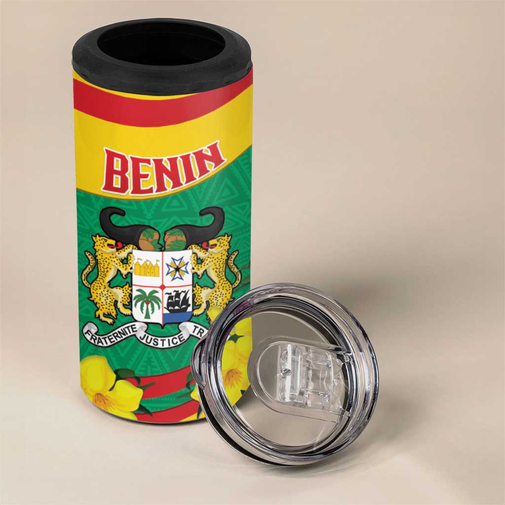 Personalized Happy Benin National Day 4 in 1 Can Cooler Tumbler Fraternite Justice Travail