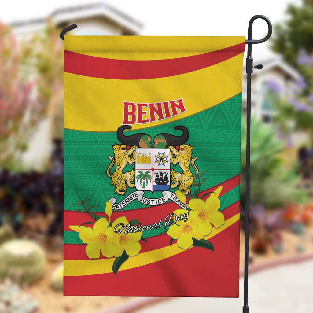 Happy Benin National Day Garden Flag Fraternite Justice Travail