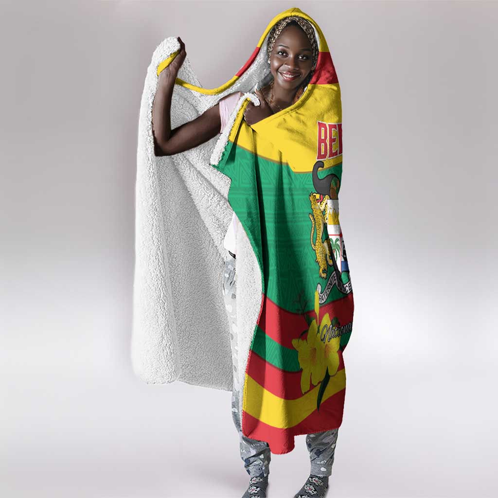 Happy Benin National Day Hooded Blanket Fraternite Justice Travail
