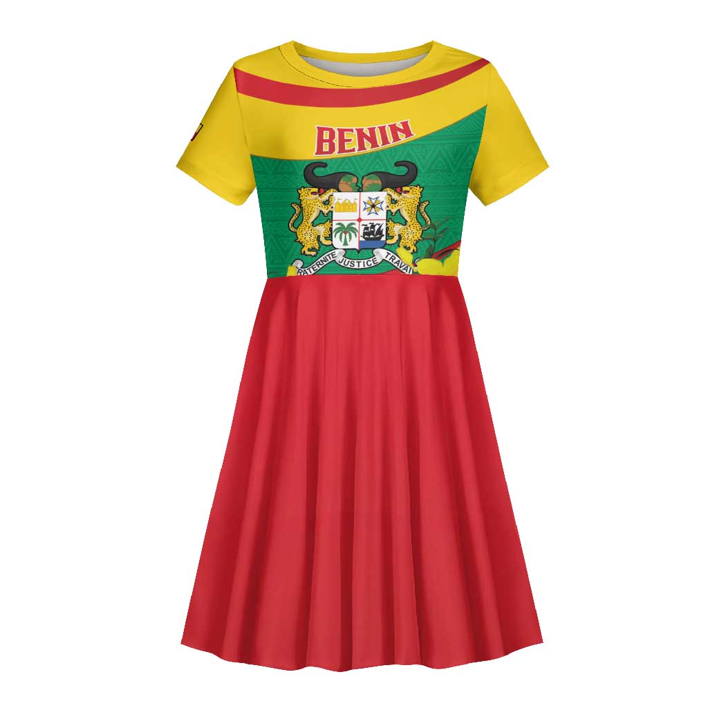 Personalized Happy Benin National Day Kid Short Sleeve Dress Fraternite Justice Travail