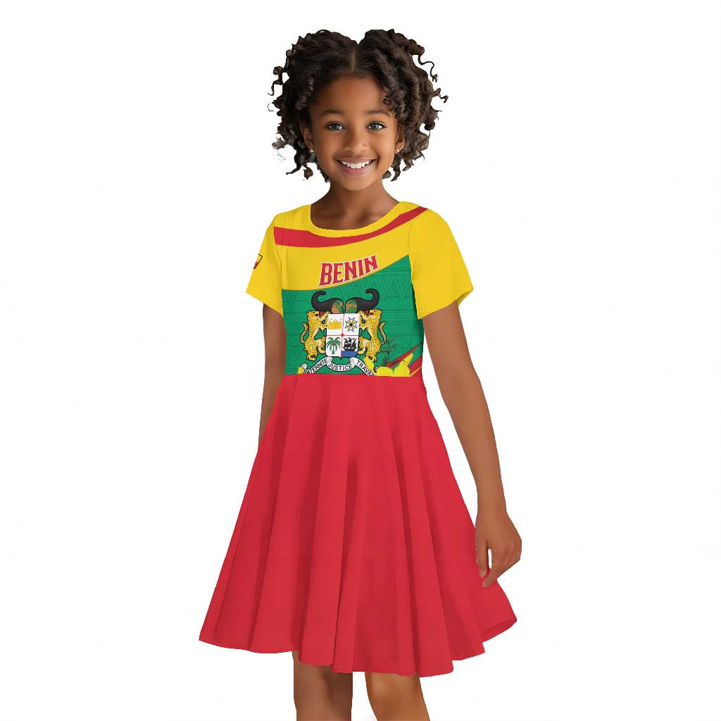 Personalized Happy Benin National Day Kid Short Sleeve Dress Fraternite Justice Travail
