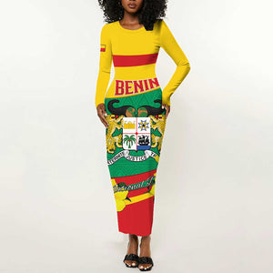 Personalized Happy Benin National Day Long Sleeve Bodycon Dress Fraternite Justice Travail