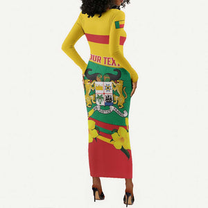 Personalized Happy Benin National Day Long Sleeve Bodycon Dress Fraternite Justice Travail